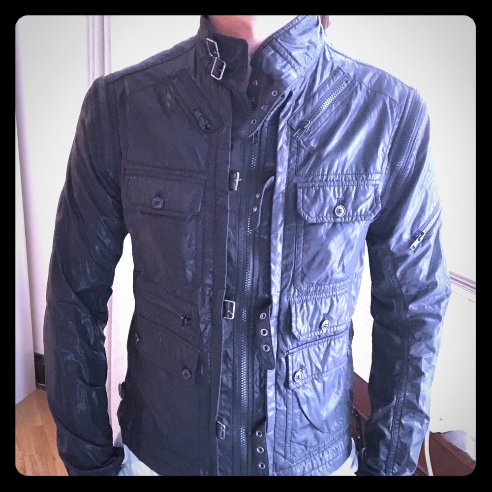 Nylon jacket with zip off sleeves